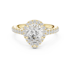 Pear Cut Halo Diamond Engagement Ring with Pavé Diamond Band