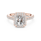 Radiant Cut Halo Diamond Engagement Ring with Pavé Diamond Band