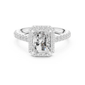 Radiant Cut Halo Diamond Engagement Ring with Pavé Diamond Band
