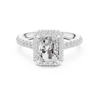 Radiant Cut Halo Diamond Engagement Ring with Pavé Diamond Band