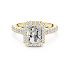 Radiant Cut Halo Diamond Engagement Ring with Pavé Diamond Band
