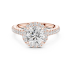 Round Brilliant Halo Diamond Engagement Ring with Pavé Diamond Band