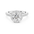 Round Brilliant Halo Diamond Engagement Ring with Pavé Diamond Band
