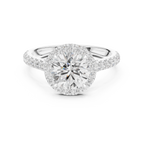 Round Brilliant Halo Diamond Engagement Ring with Pavé Diamond Band
