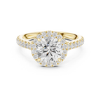Round Brilliant Halo Diamond Engagement Ring with Pavé Diamond Band
