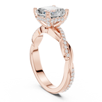 Asscher Cut Twisted Pave Diamond Engagement Ring