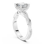 Asscher Cut Twisted Pave Diamond Engagement Ring