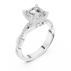 Asscher Cut Twisted Pave Diamond Engagement Ring