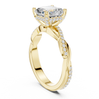 Asscher Cut Twisted Pave Diamond Engagement Ring
