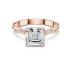Asscher Cut Twisted Pave Diamond Engagement Ring