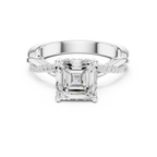 Asscher Cut Twisted Pave Diamond Engagement Ring