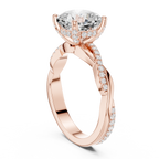 Cushion Cut Twisted Pave Diamond Engagement Ring