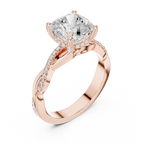 Cushion Cut Twisted Pave Diamond Engagement Ring