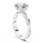 Cushion Cut Twisted Pave Diamond Engagement Ring