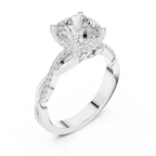 Cushion Cut Twisted Pave Diamond Engagement Ring
