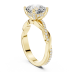 Cushion Cut Twisted Pave Diamond Engagement Ring