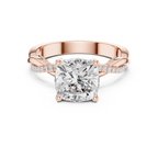 Cushion Cut Twisted Pave Diamond Engagement Ring