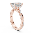 Emerald Cut Twisted Pave Diamond Engagement Ring