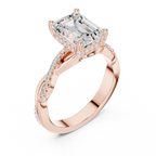 Emerald Cut Twisted Pave Diamond Engagement Ring