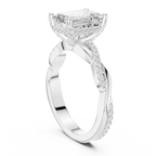 Emerald Cut Twisted Pave Diamond Engagement Ring