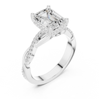 Emerald Cut Twisted Pave Diamond Engagement Ring