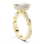 Emerald Cut Twisted Pave Diamond Engagement Ring