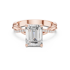 Emerald Cut Twisted Pave Diamond Engagement Ring