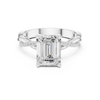 Emerald Cut Twisted Pave Diamond Engagement Ring