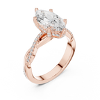 Marquise Cut Twisted Pave Diamond Engagement Ring