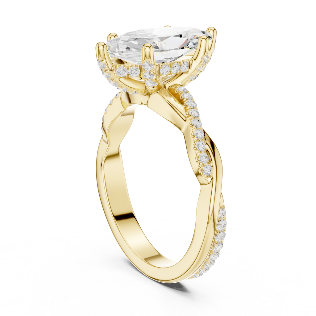 Marquise Cut Twisted Pave Diamond Engagement Ring