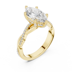 Marquise Cut Twisted Pave Diamond Engagement Ring