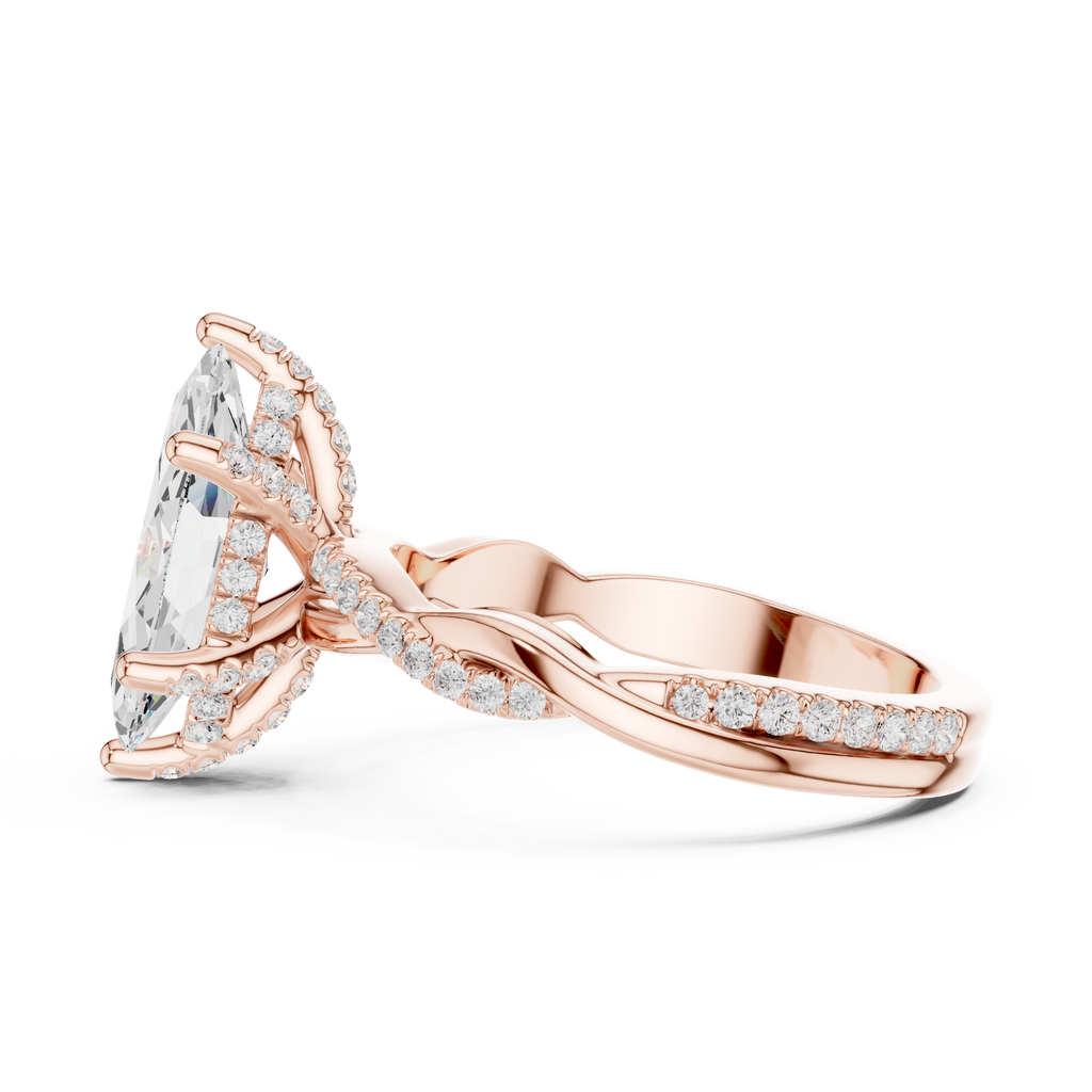 Marquise Cut Twisted Pave Diamond Engagement Ring
