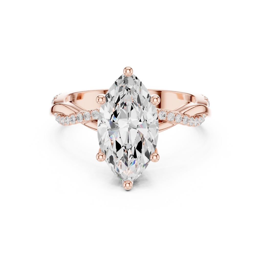 Marquise Cut Twisted Pave Diamond Engagement Ring