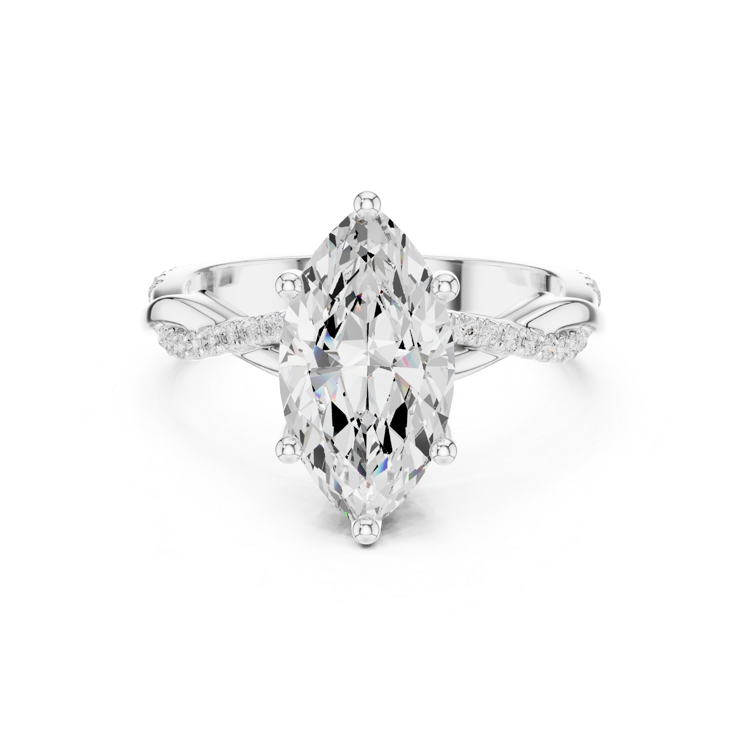 Marquise Cut Twisted Pave Diamond Engagement Ring