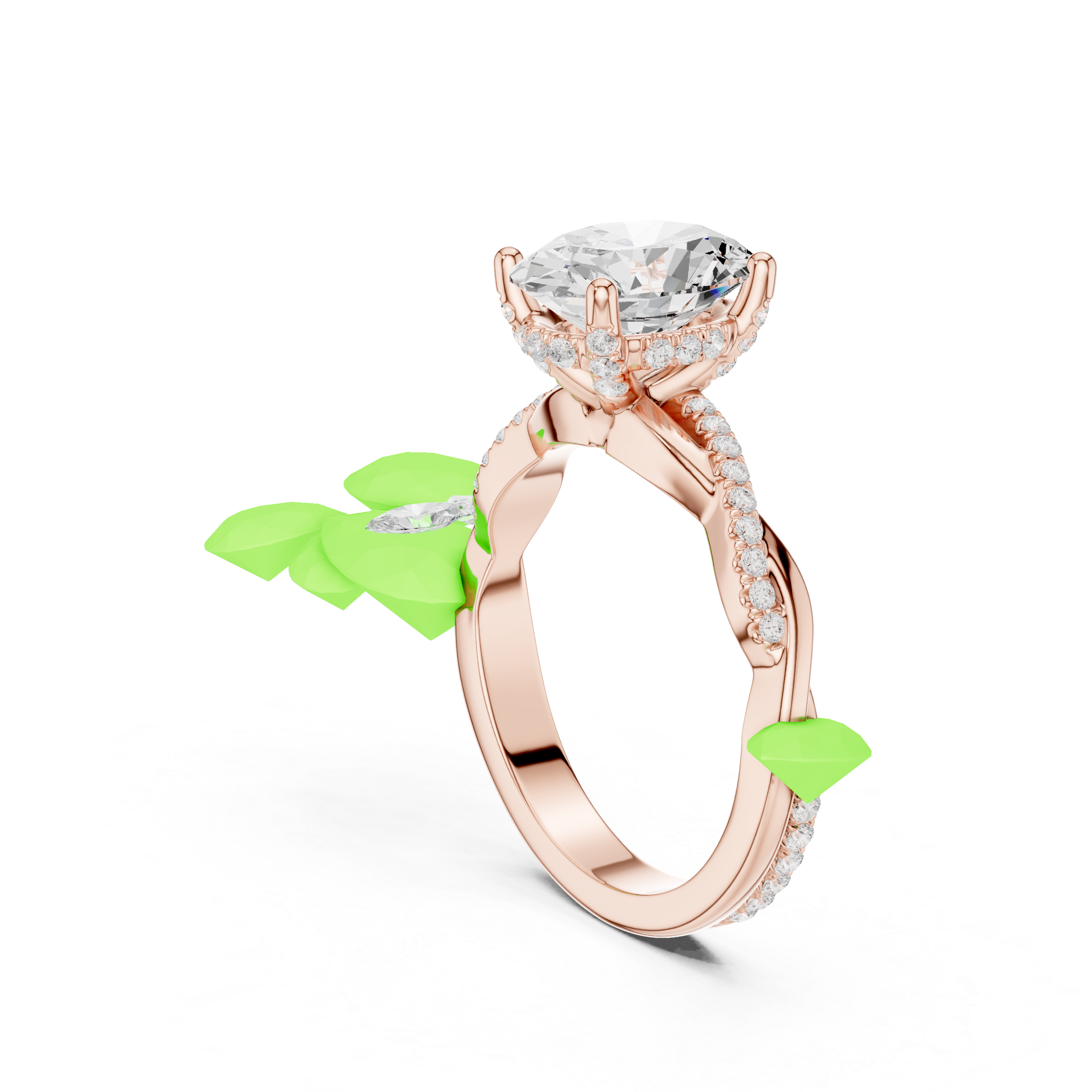 Oval Cut Twisted Pave Diamond Engagement Ring