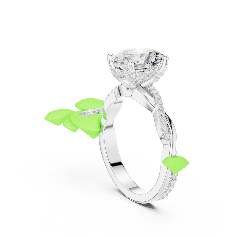 Oval Cut Twisted Pave Diamond Engagement Ring
