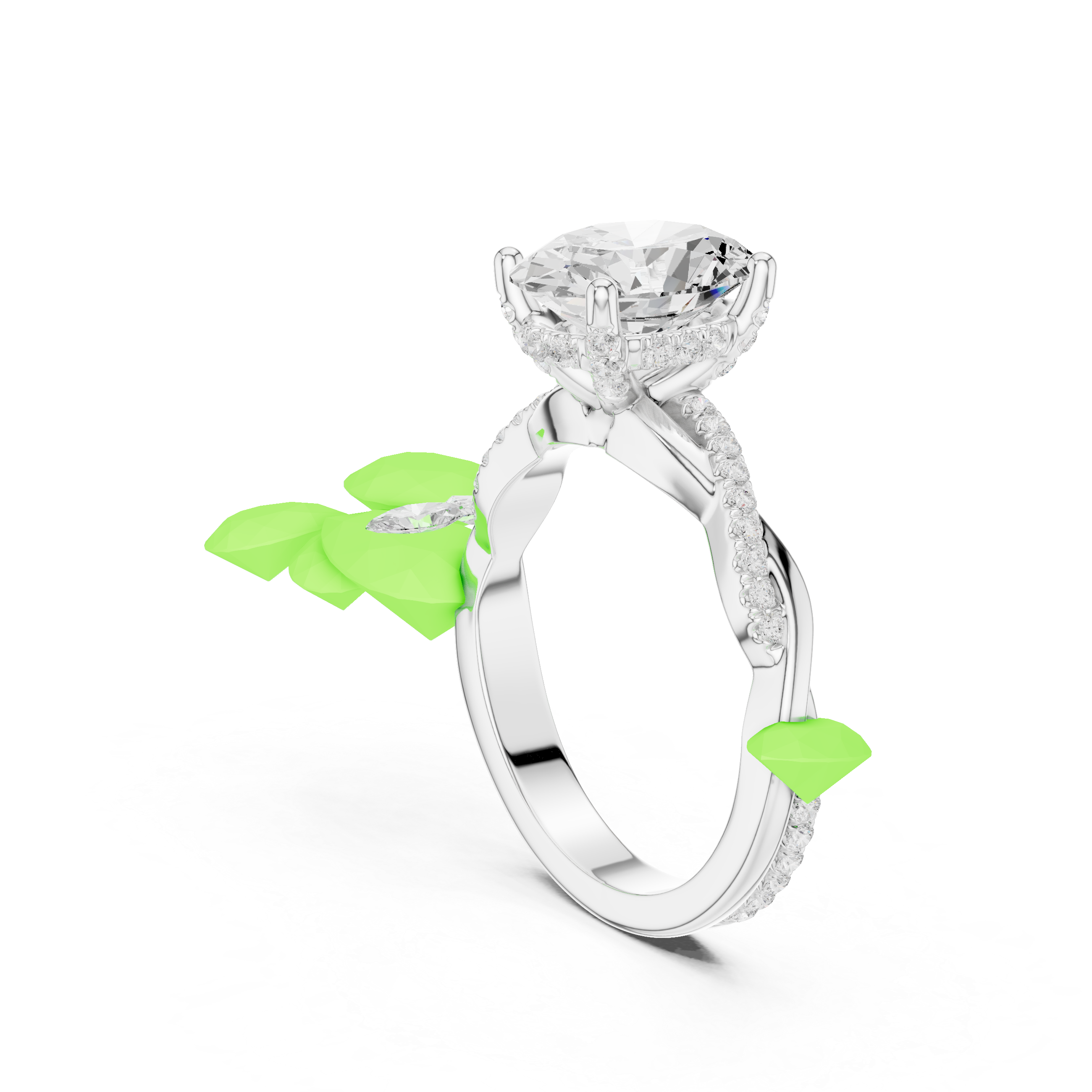 Oval Cut Twisted Pave Diamond Engagement Ring