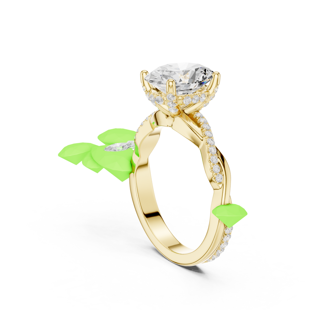 Oval Cut Twisted Pave Diamond Engagement Ring