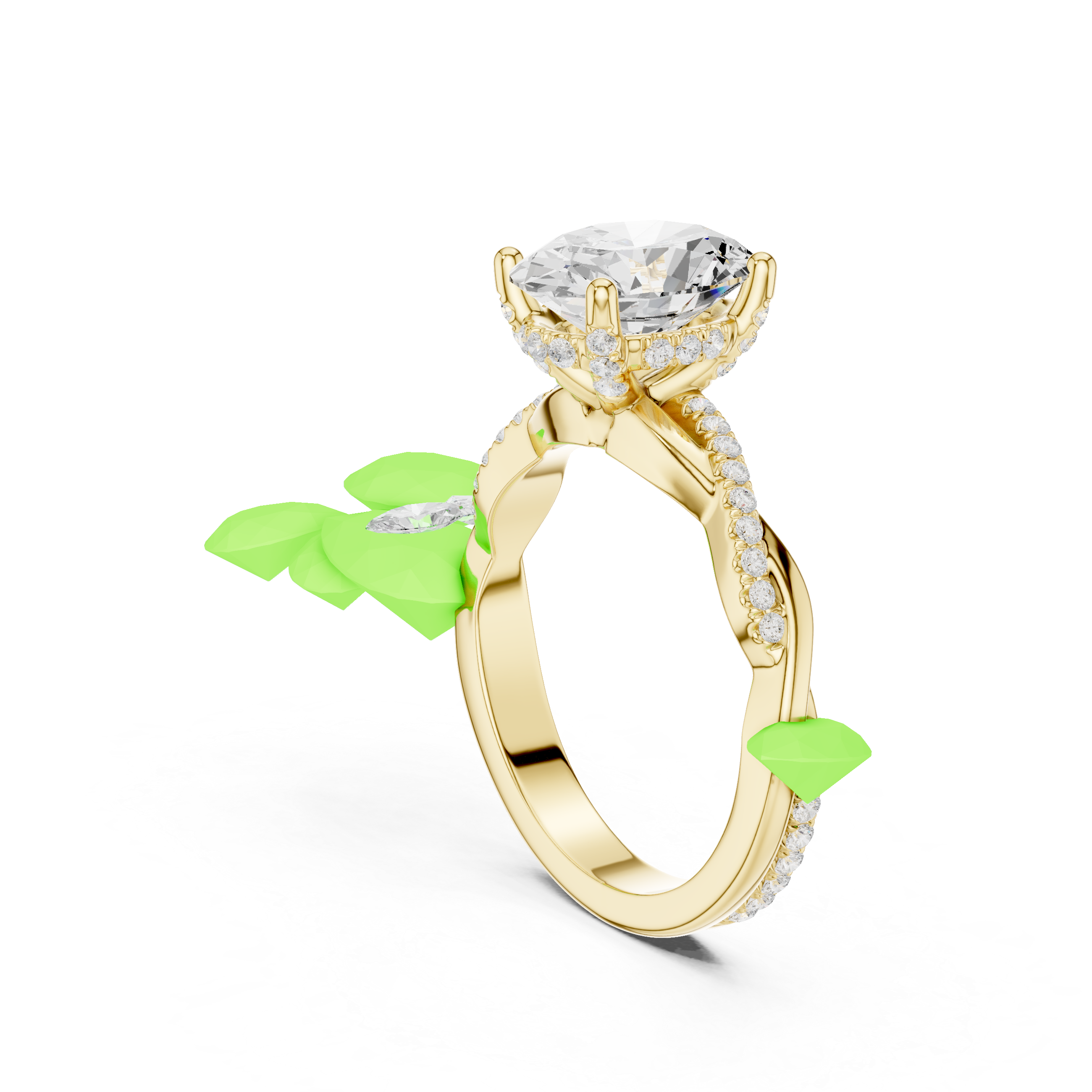 Oval Cut Twisted Pave Diamond Engagement Ring