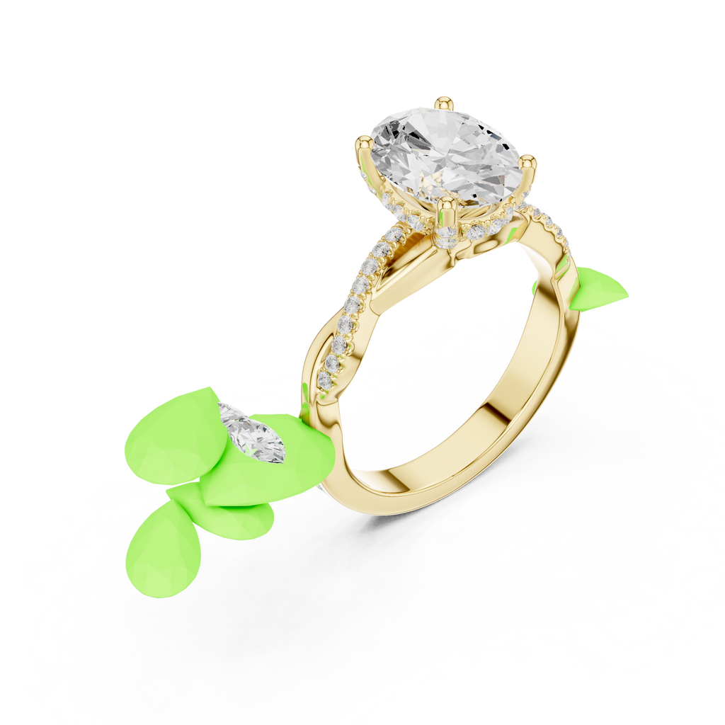 Oval Cut Twisted Pave Diamond Engagement Ring