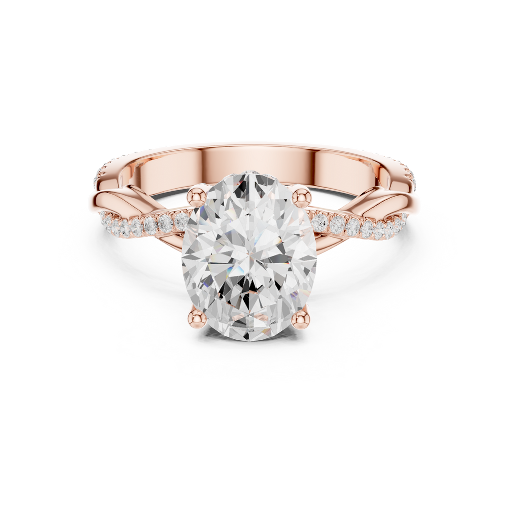 Oval Cut Twisted Pave Diamond Engagement Ring