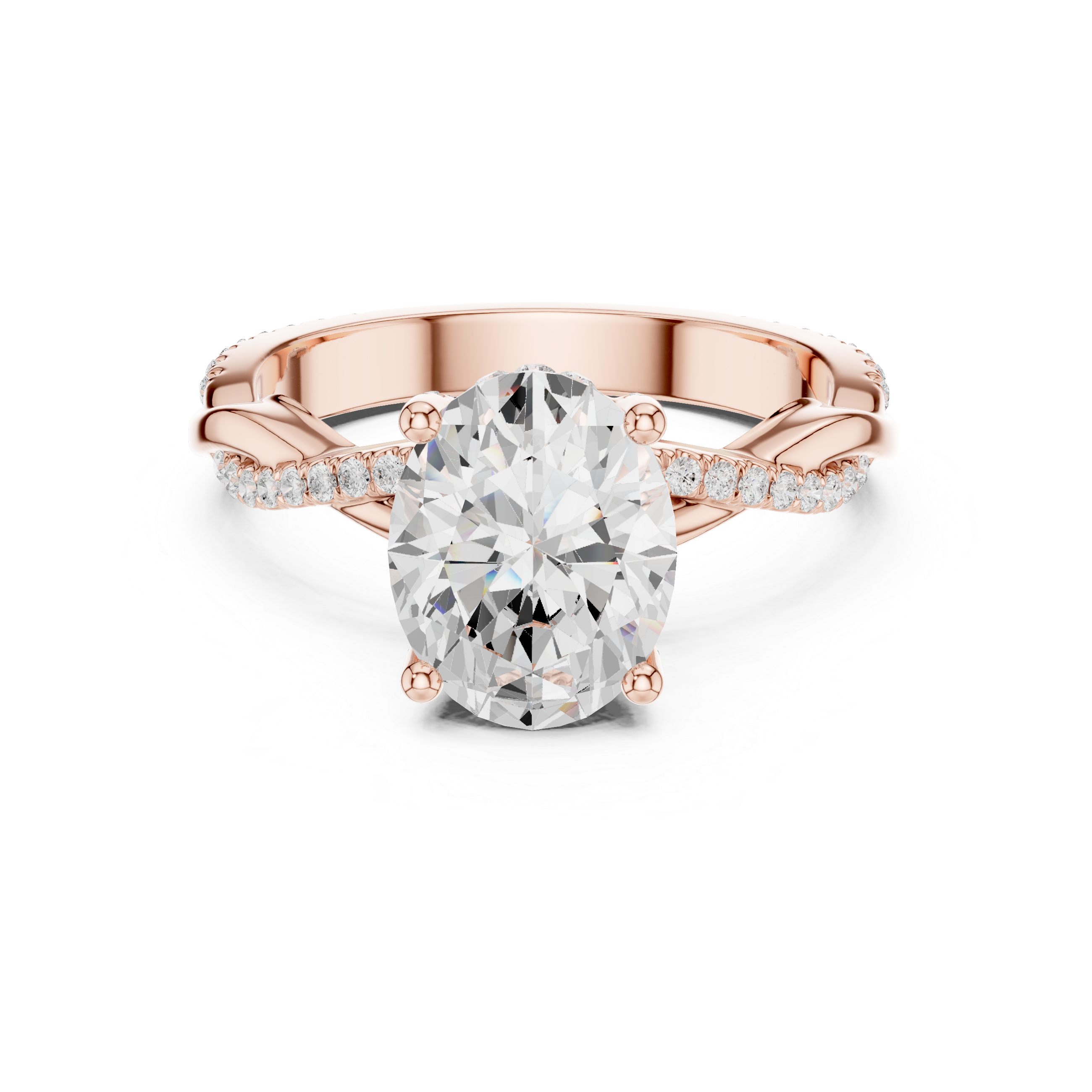 Oval Cut Twisted Pave Diamond Engagement Ring