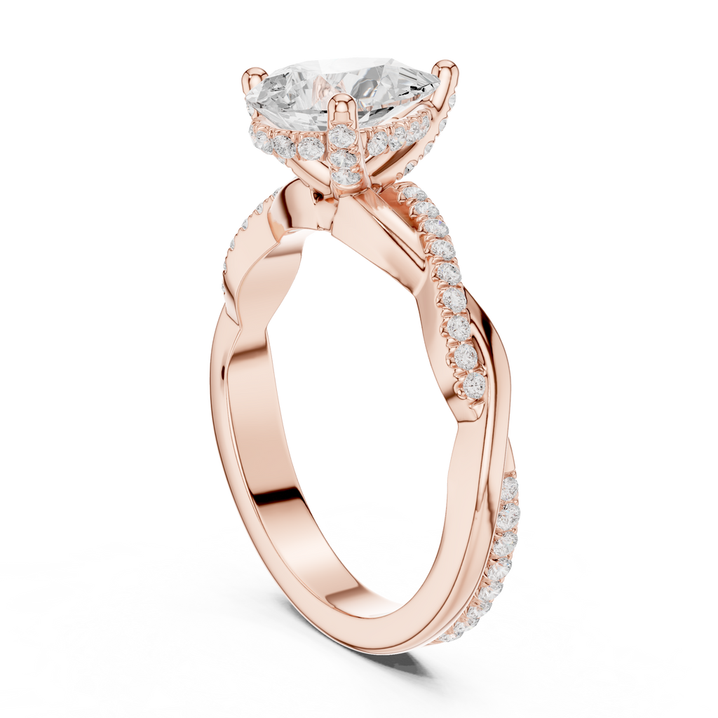 Pear Cut Twisted Pave Diamond Engagement Ring