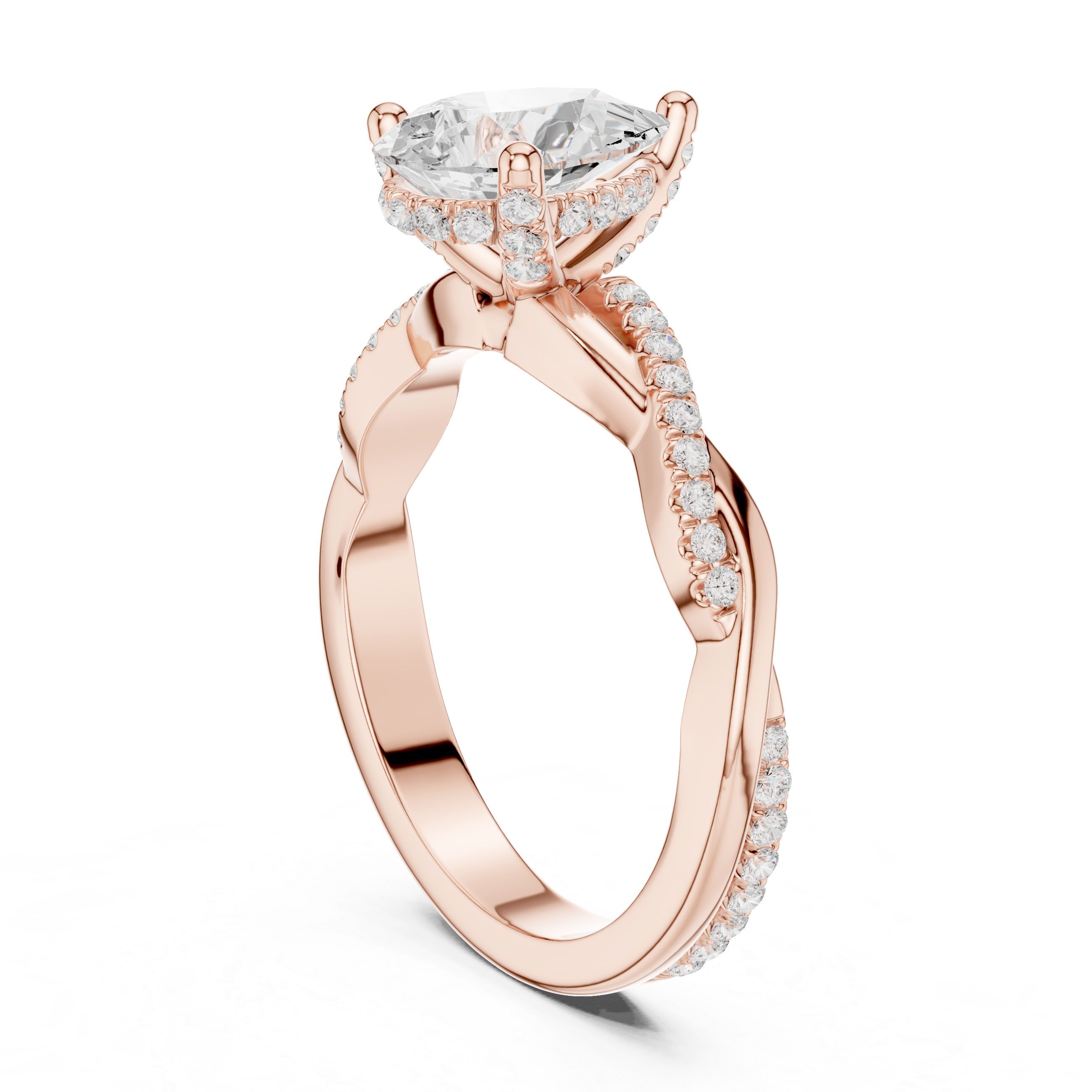 Pear Cut Twisted Pave Diamond Engagement Ring