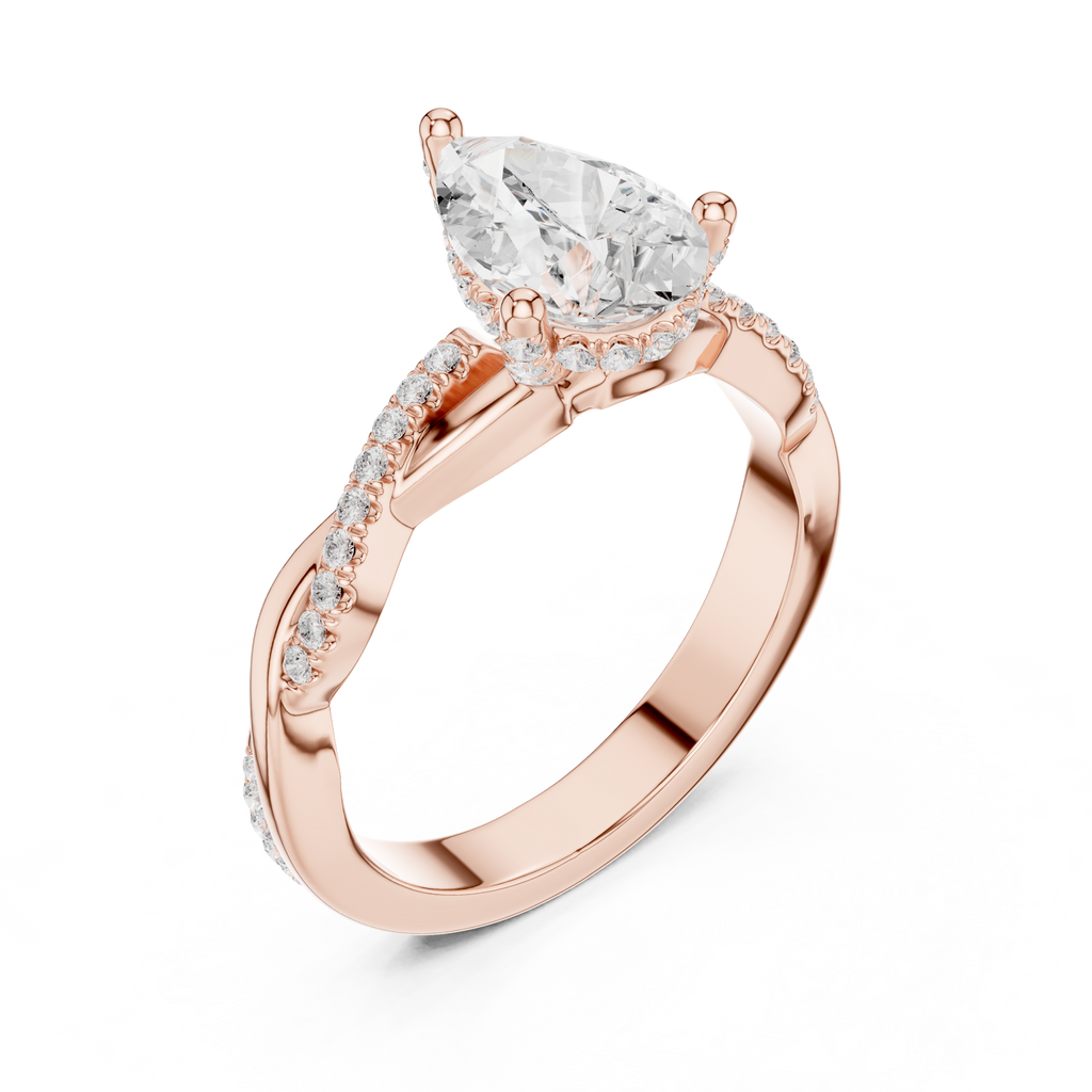 Pear Cut Twisted Pave Diamond Engagement Ring