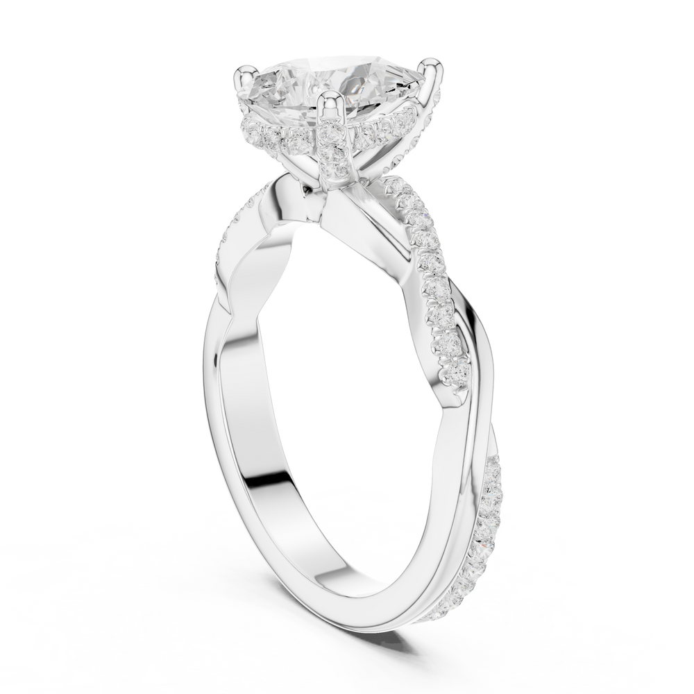 Pear Cut Twisted Pave Diamond Engagement Ring