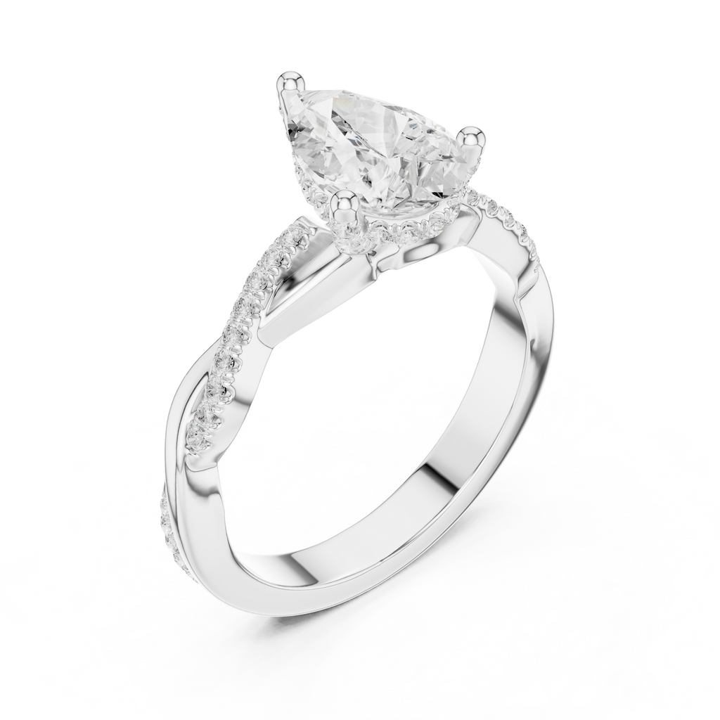 Pear Cut Twisted Pave Diamond Engagement Ring
