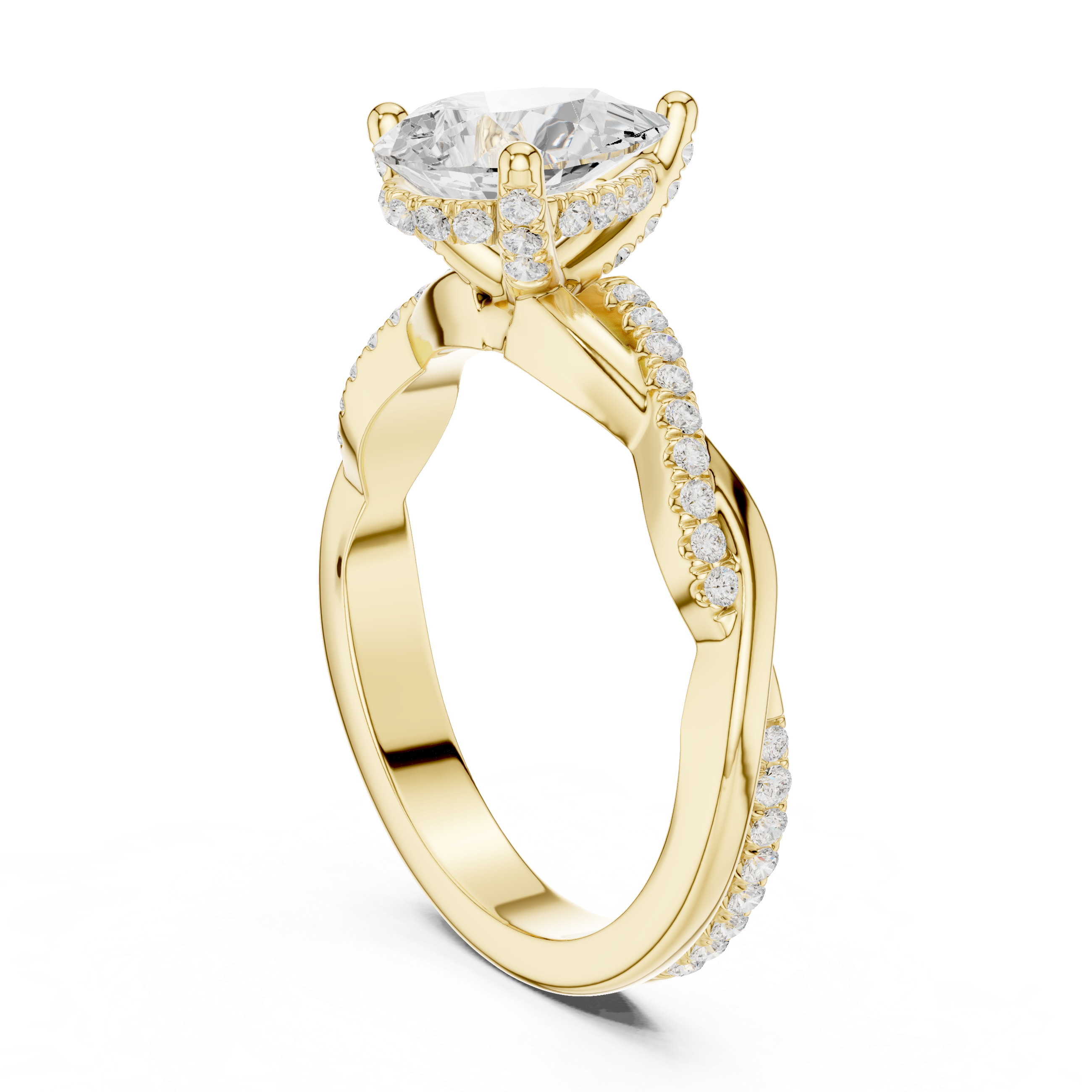 Pear Cut Twisted Pave Diamond Engagement Ring