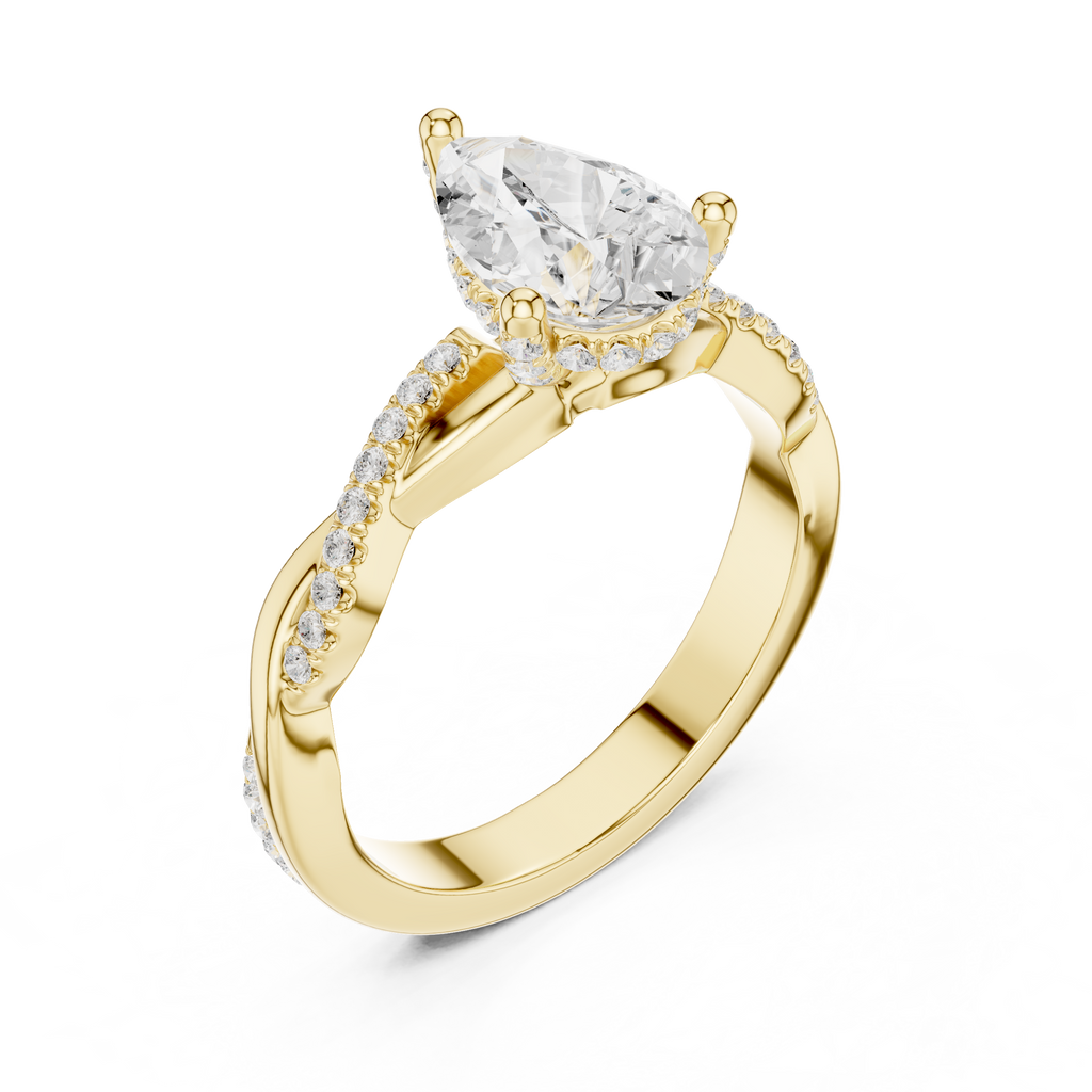 Pear Cut Twisted Pave Diamond Engagement Ring