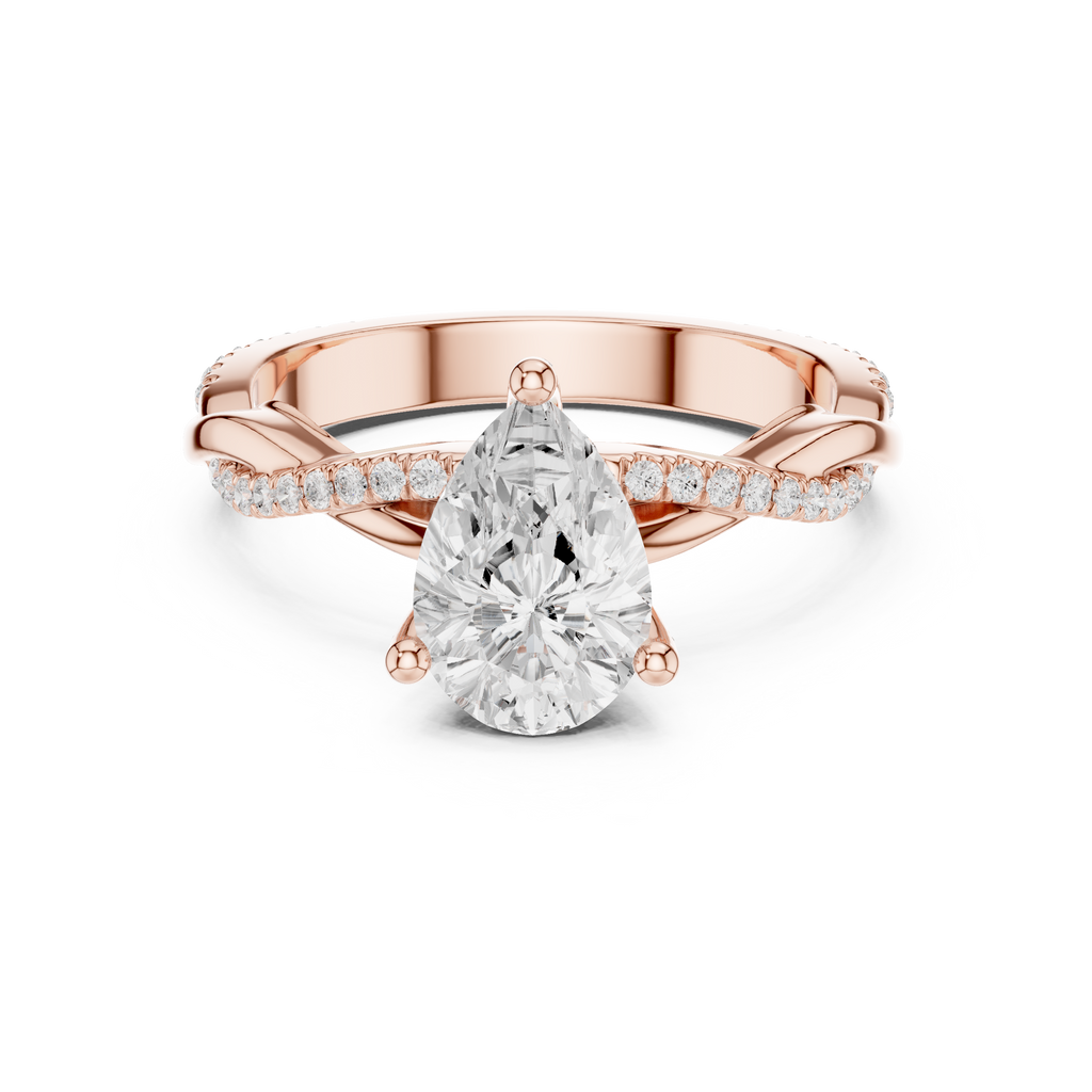 Pear Cut Twisted Pave Diamond Engagement Ring